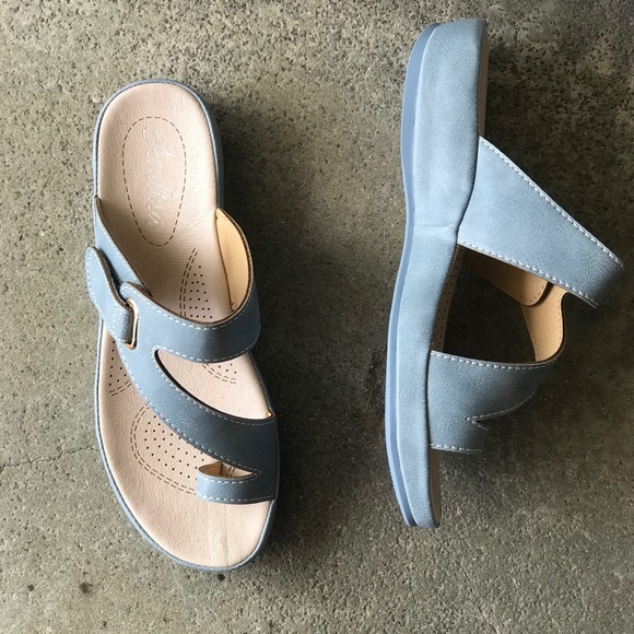 Italina COMFORT Powder Blue Toe Ring Slide SANDAL - Picture 4 of 8